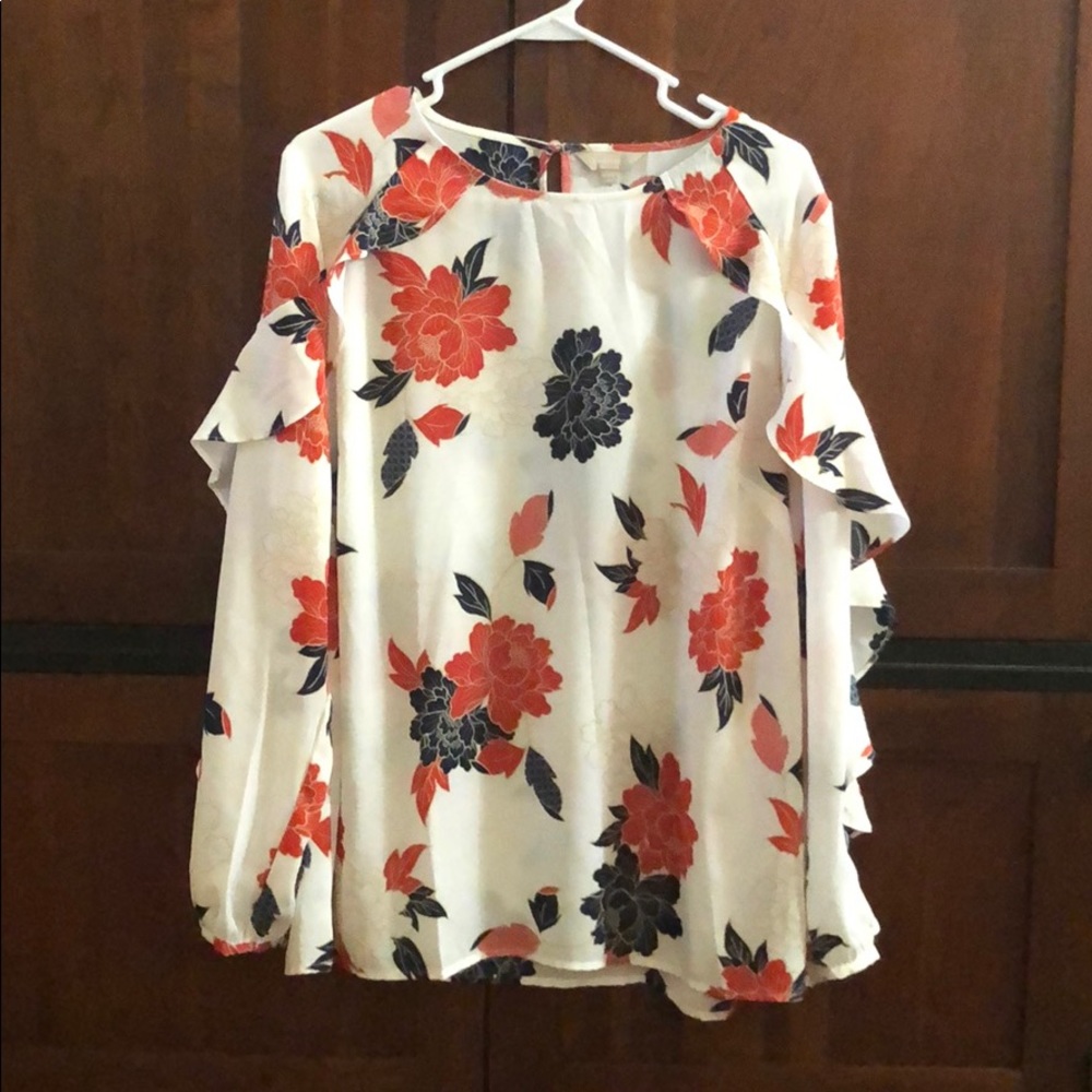 Anthology Ruffled Top Cream/Orange/Black Size:16